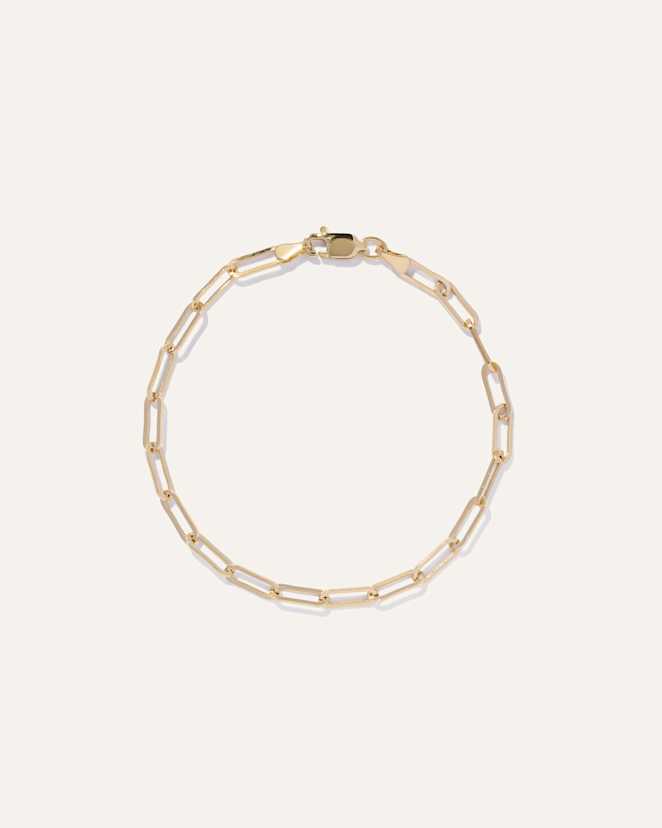 14K Gold Medium Paperclip Chain Bracelet