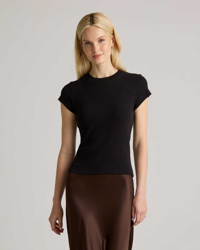 Organic Cotton Micro-Rib Crewneck Tee