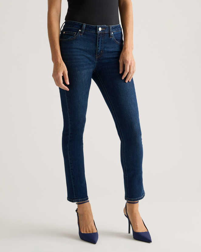 Stretch Mid Rise Slim Straight Jeans